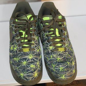 Nike Custom Air Force Style Hunter Green Neon Green Vinyl Material size 10